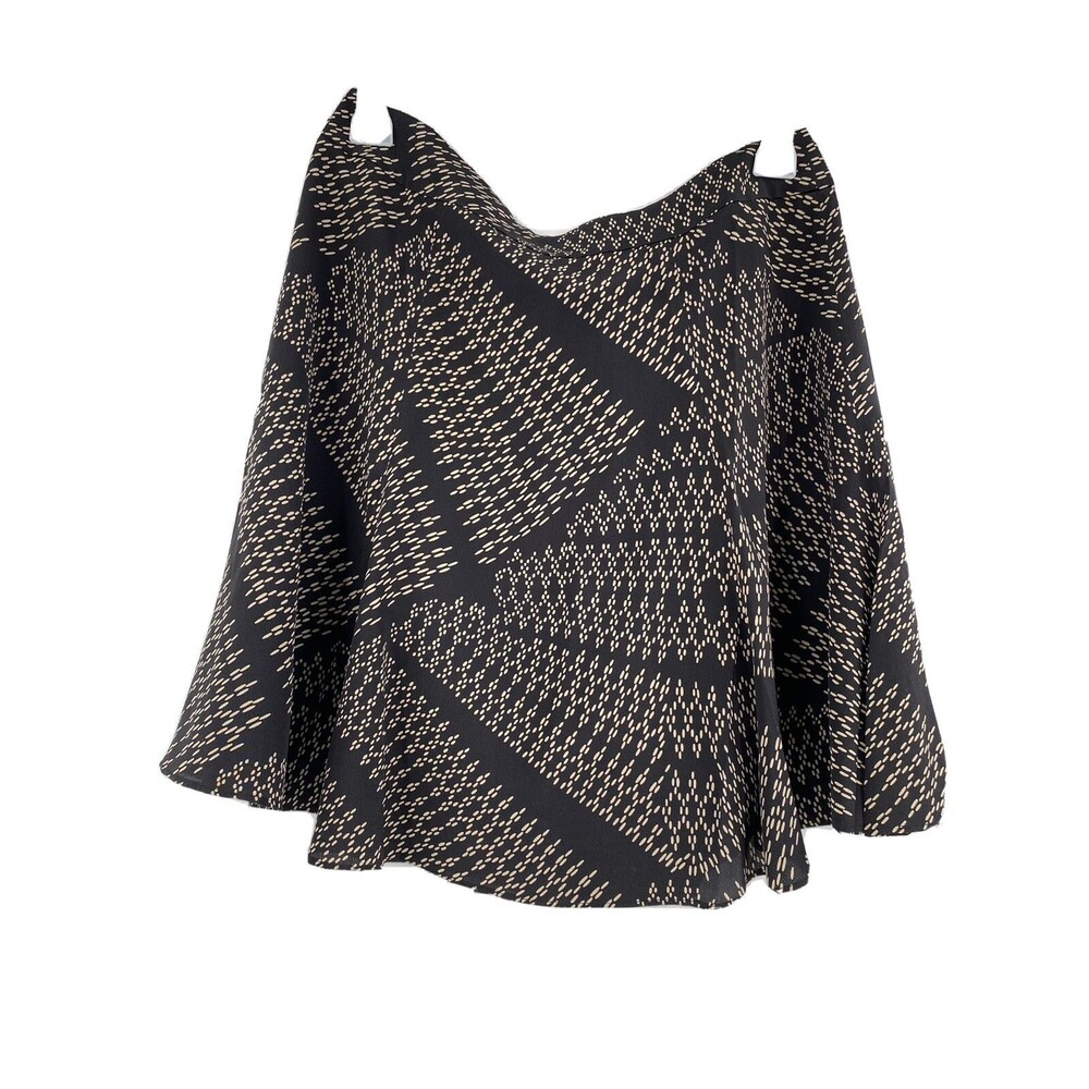 J. Crew 365 Black Tan Flowing Silk Lined Skirt  Size 4 Excellent Condition Cute!